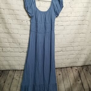 Sim & Sam | Dresses | Sim Sam Maxi Dress Small Blue Pink Smocked Floral  Wide Straps Cotton Lined | Poshmark